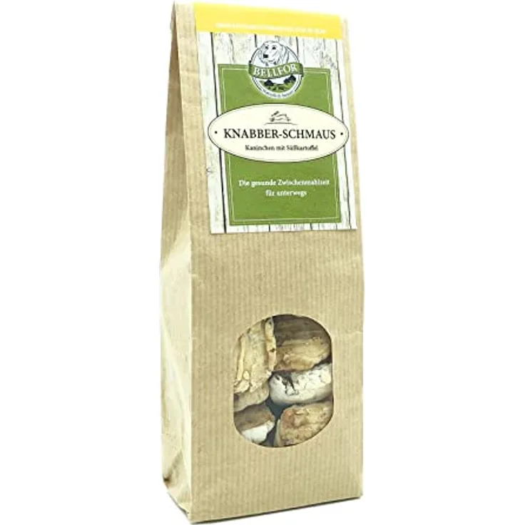 Bellfor Knabber-Schmaus Getreidefrei Hundekekse mit frischem Kaninchenfleisch, glutenfreie Leckerli zur Zahnpflege, 100 g