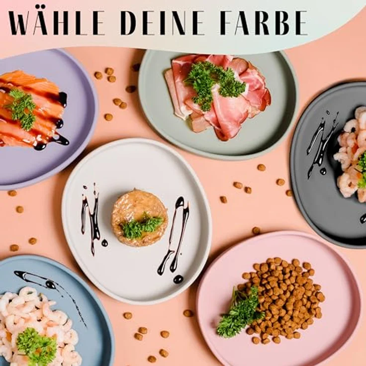 ne&no Nala Collection Flach Katzennapf, Silikon Futternapf in modernen Farben, extra flach und rutschfest – Bild 2
