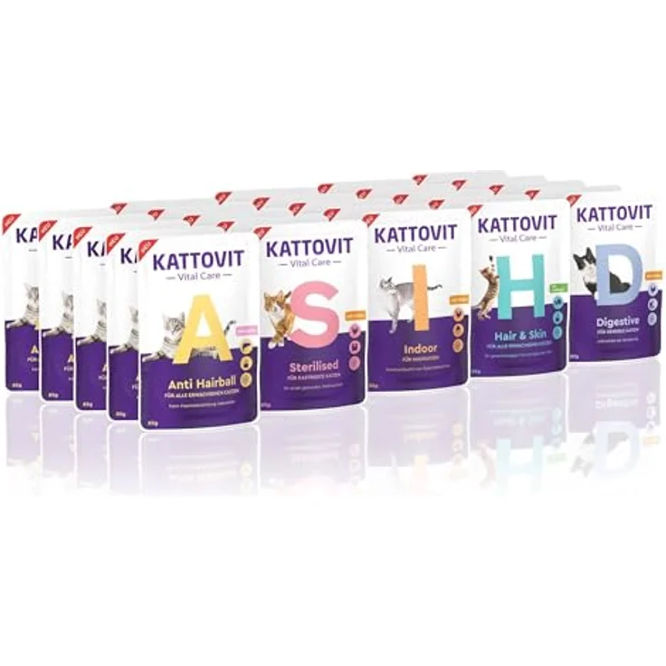 KATTOVIT Vital Care Wellnessbox, Katzen-Nassfutter im Frischebeutel mit Gesundheitsplus, Alleinfuttermittel für ausgewachsene Katzen, 25 x 85 g – Bild 1
