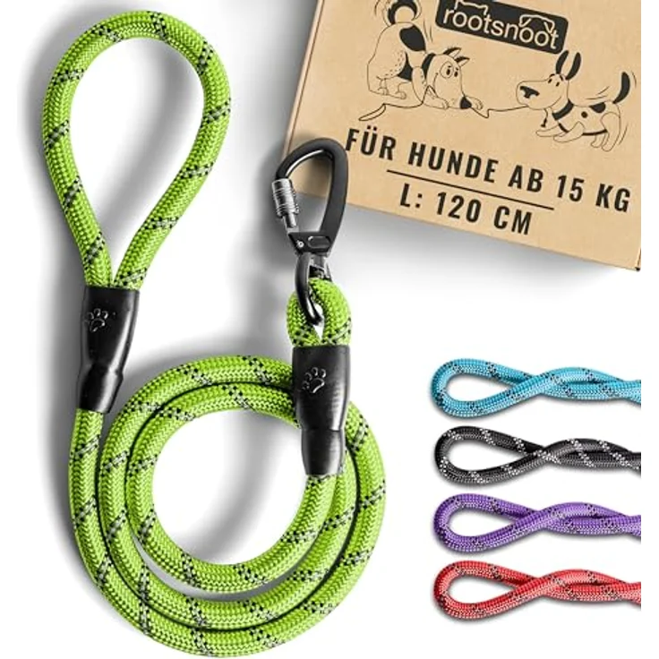 rootsnoot Hundeleine klassisch – stabile Führleine für Hunde ab 15 kg, 120 cm lang, 1,2 cm stark, reißfest und komfortabel – Bild 1