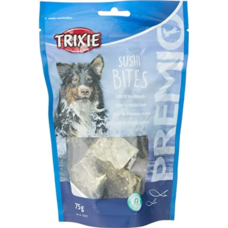 Trixie Premio Sushi Bites, Hundesnacks mit 100% Fisch, 75 g, weißer Fisch