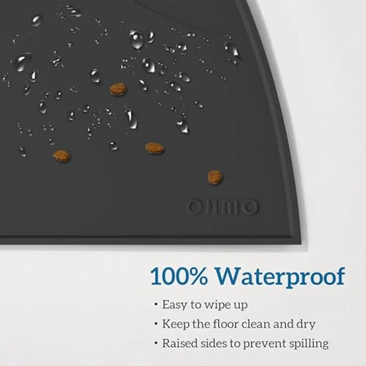 OHMO Napfunterlage für kleine Hunde und Katzen, rutschfeste Silikonmatte, wasserdicht, Schwarz 52x30 cm – Bild 5