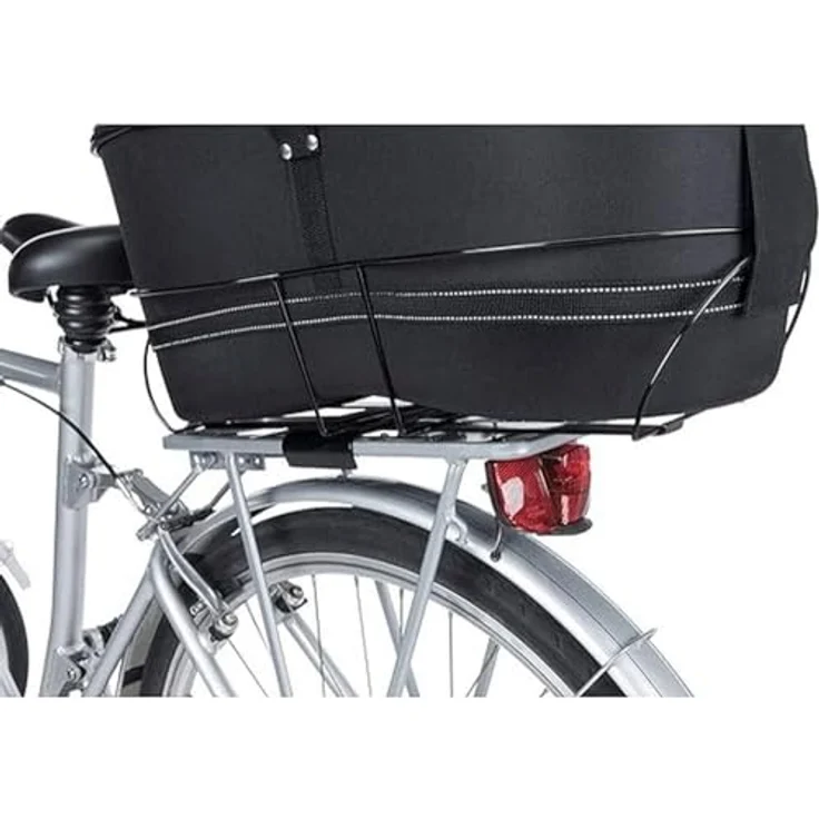 Trixie Fahrradkorb Long für Gepäckträger, Hunde-Transportbox mit Netz-Abdeckung, schwarz – Bild 1