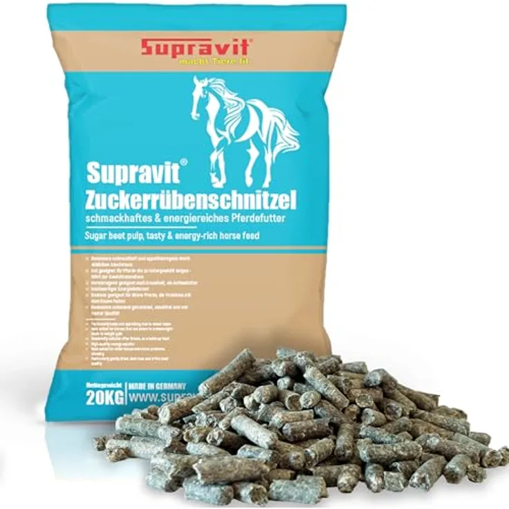 Supravit Rübenschnitzel 20kg, energiereiches Pferdefutter mit hohem Pektinanteil für gesunde Darmflora, ideal für Sportpferde