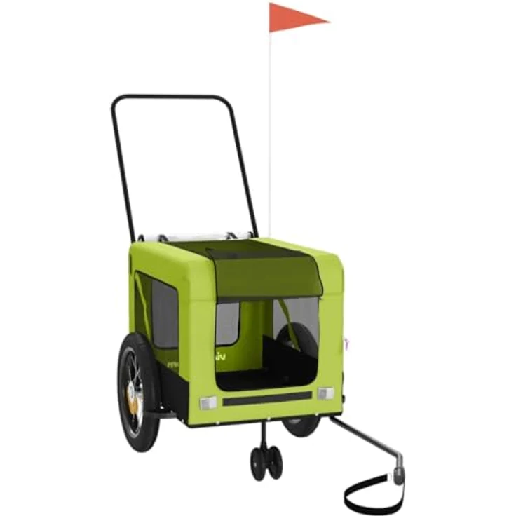 vidaXL Hunde-Transportbox Fahrradanhänger Hunde Schwarz Oxford-Gewebe Eisen 45 kg Traglast 4 große Räder – Bild 3