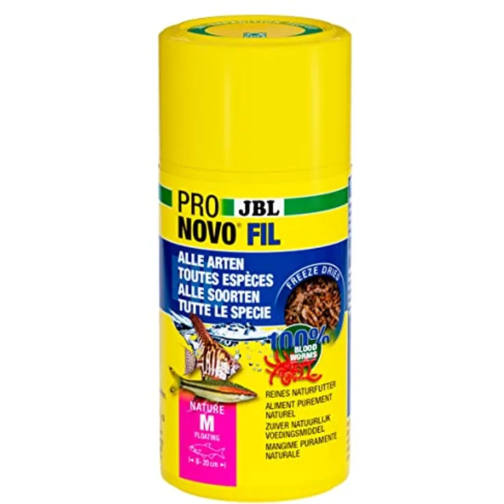 JBL PRONOVO FIL, Rote Mückenlarven, Gefriergetrockneter Leckerbissen für Zierfische von 3-10 cm, 100 ml