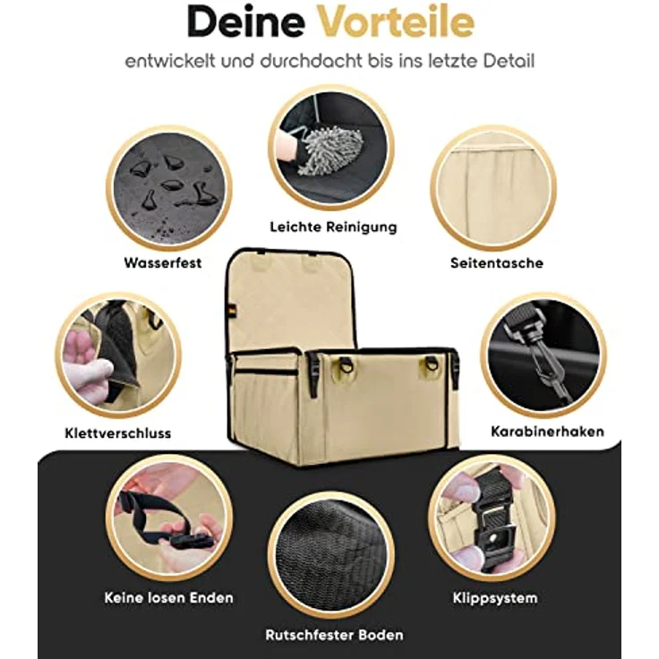 HELDENWERK® Hundeautositz extra stabil mit 5 Gurten, kratz- und reißfest, wasserdicht, rutschfester Boden, inkl. längenverstellbarer Hundeleine – Bild 2
