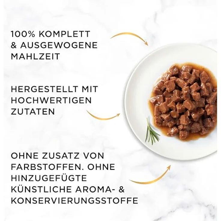 Gourmet Gold Feine Komposition Katzenfutter nass, Sorten-Mix mit Rind, Huhn, Ente, Truthahn, Kaninchen, Leber, Hochseefisch und Spinat, 12er Pack (12 x 4 Dosen à 85g) – Bild 3