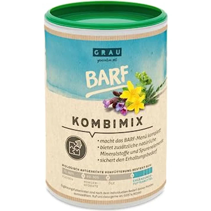 Grau BARF KombiMix 400g, Ergänzungsfuttermittel für Hunde mit Vitaminen und Mineralien – Bild 1