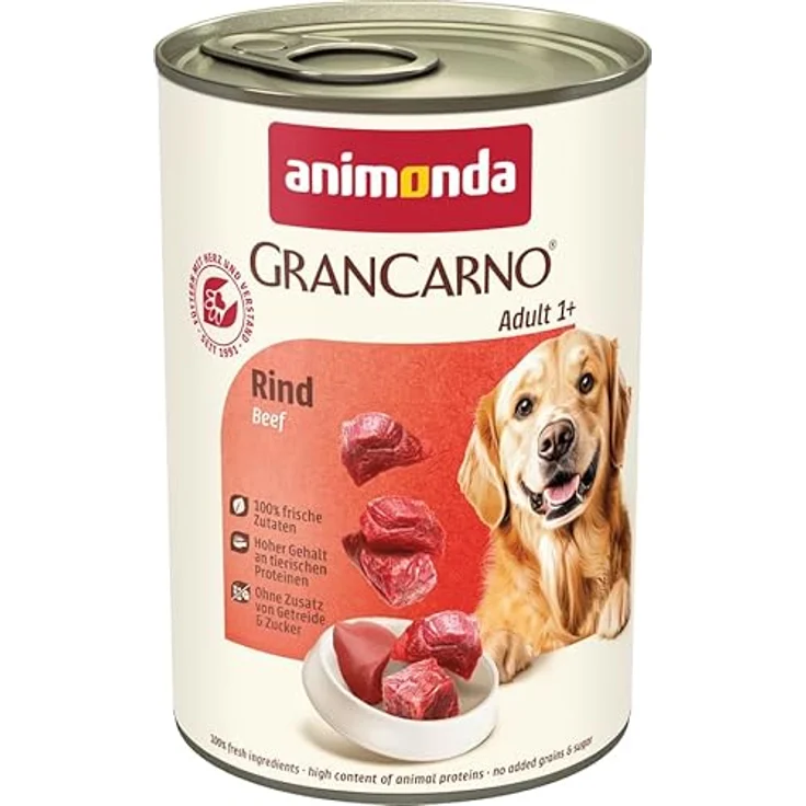 animonda GranCarno Hunde Nassfutter mit Rind pur, getreidefreies Hundenassfutter ohne Zucker, 6 x 400 g, für ausgewachsene Hunde, mit 100 % frischen, fleischlichen Zutaten – Bild 3