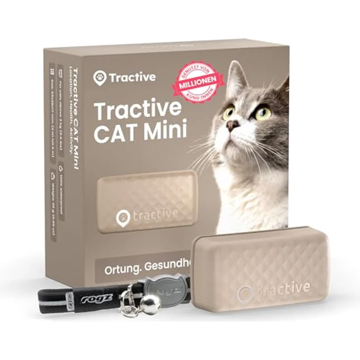 Tractive GPS Mini (One Size, Katze, Allgemein), Halsband + Leine – Bild 1