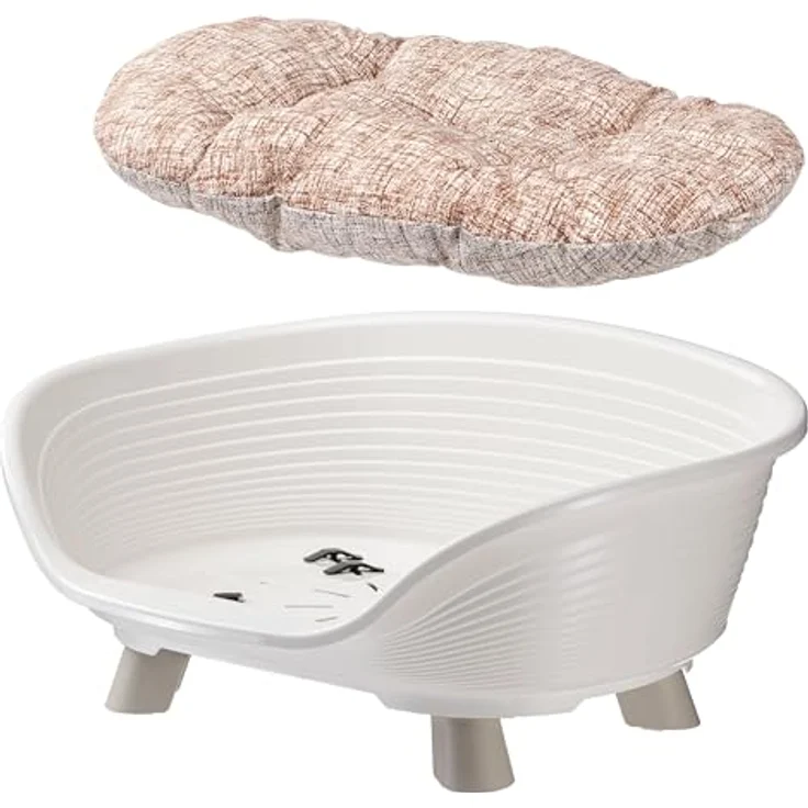 Ferplast Throne Hundebett & Katzenbett, erhöhtes Hundebett Klein aus recyceltem Kunststoff, waschbar, atmungsaktiv & rutschfest, 61,5 x 45 x h 26 cm, Weiß – Bild 5