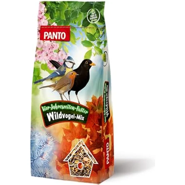 PANTO Vier-Jahreszeiten-Futter, 25 kg Vogelfutter mit Sonnenblumenkernen, Erdnüssen und Getreideflocken für ganzjährige Fütterung – Bild 1