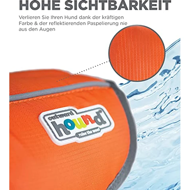 Outward Hound Kyjen 22019 Ripstop Rettungsweste für Hunde, verstellbar, Größe S, orange mit Reflexionselementen und Griff für schnelle Rettungsaktionen – Bild 5