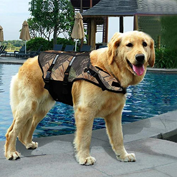 Izefia Hund Schwimmweste XXL, Sicherheitsmantel mit Griff für große Hunde, atmungsaktiv und langlebig (Tarnung Flach) – Bild 4