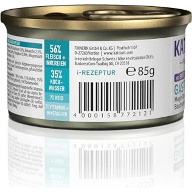 Kattovit Gastro 12 x 85 g, Diät-Nassfutter für Katzen mit Verdauungsproblemen, Ente, hohe Verdaulichkeit, erhöhter Elektrolytgehalt – Bild 7