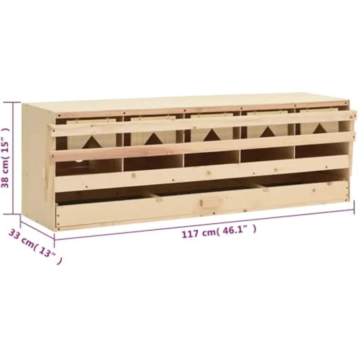 vidaXL Legenest Hühnernest 5 Fächer 117 x 33 x 38 cm Massivholz Kiefer – Bild 3