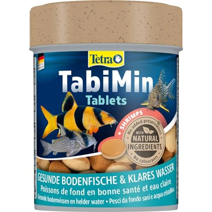 Tetra Tablets TabiMin, Futtertabletten für bodenfressende Fische, Multipack 3 x 275 Tabletten (255 g), langsame Auflösung, ohne Farbstoffe, mit Shrimps – Bild 1