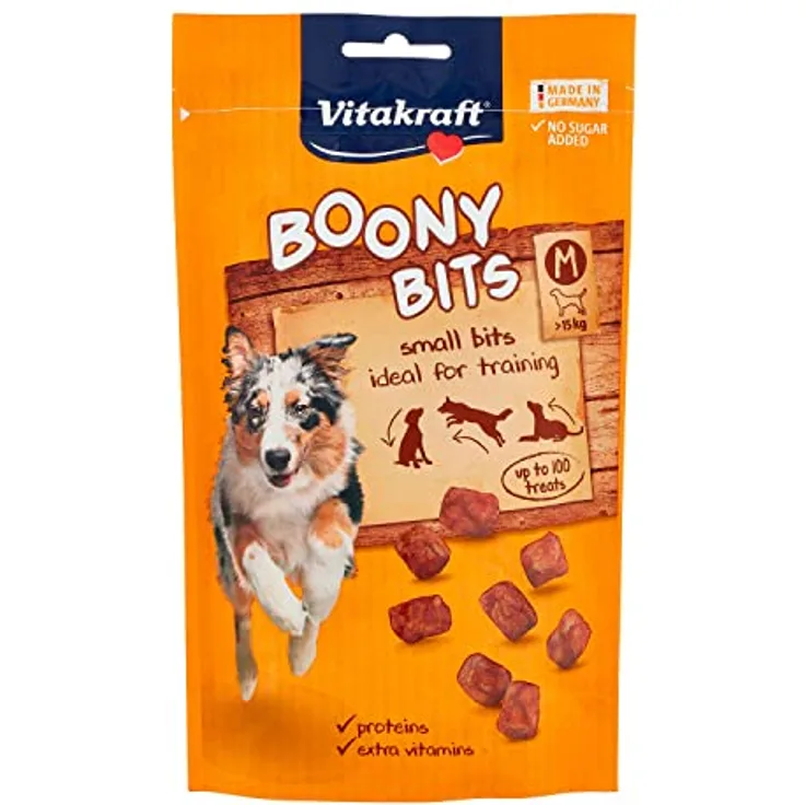 Vitakraft Boony Bits M, Hundesnacks, herzhaft fleischig und luftig, 120g
