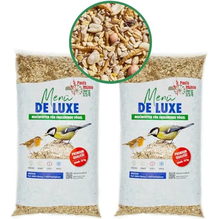 Paul's Mühle Wildvogelfutter Deluxe, Ganzjahresfutter für Wildvögel, 20 kg – Bild 1