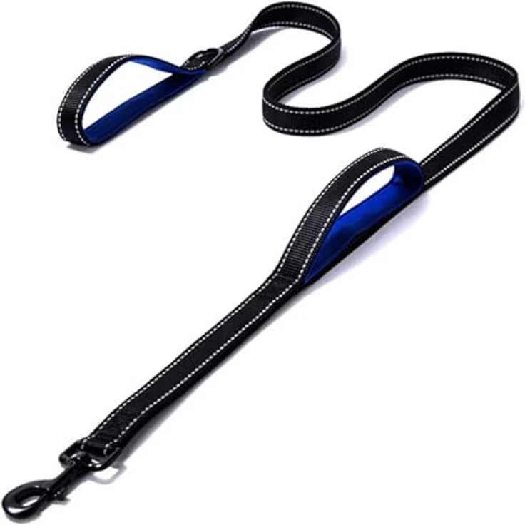 Eyeleaf Hundeleine, 1,5m reflektierend, doppelter gepolsterter Griff aus strapazierfähigem Nylon, schwarz, für mittelgroße und große Hunde – Bild 1