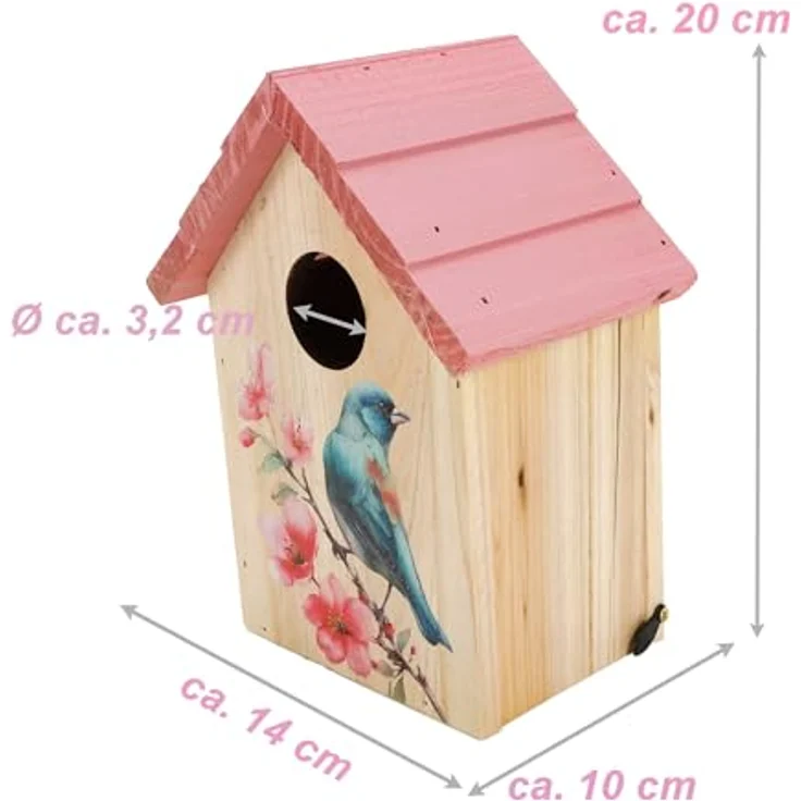 Bubble-Store Nistkasten Vogelhaus für Wildvögel, FSC zertifiziertes Holz, zum Hängen oder Stellen, rosa und blau, mit Klappe zum Befüllen und Säubern – Bild 2