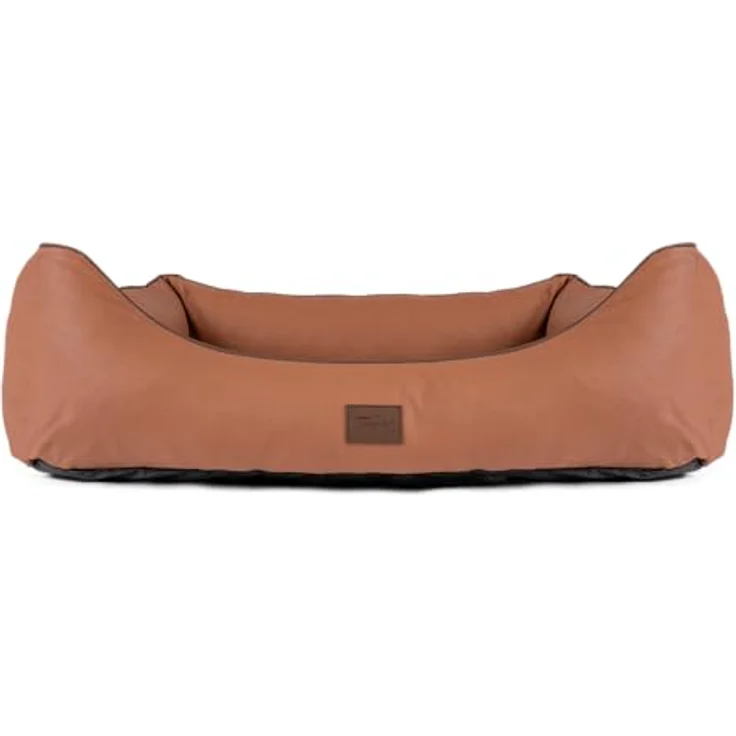 TrendPet Runa, Orthopädisches Kunstlederbett für Hunde mit Memoryfoam Matratze, Kupfer und Grau, 100x75x30 cm – Bild 2