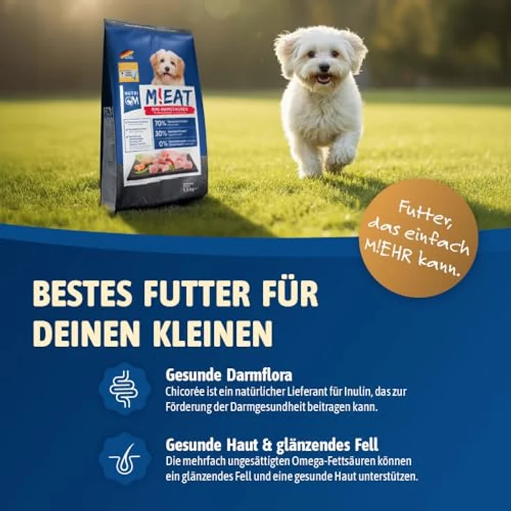 NutriQM® Mini Trockenfutter für Hunde, 7,5 kg (5×1,5 kg), 70% Fleischanteil, getreidefrei, kleine Kroketten, ohne Zucker & Zusatzstoffe, Made in Germany – Bild 3