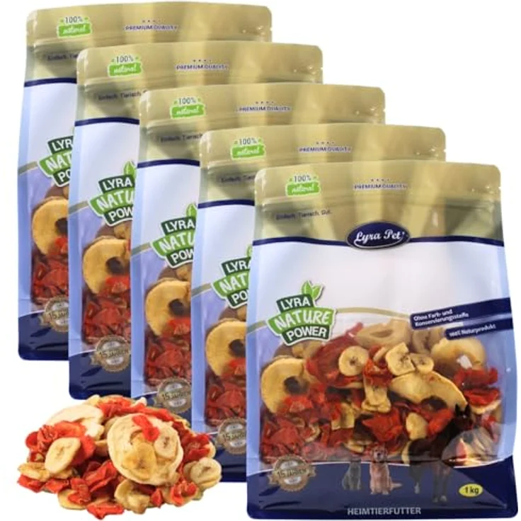Lyra Pet® Obst-Gemüse-Mix, 5 kg getrocknet - Bananen, Äpfel & Karotten, reich an Vitaminen & Ballaststoffen, Einzelfutter für Vögel, Nager, Pferde & Reptilien – Bild 1