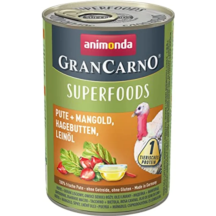 animonda GranCarno Hunde Nassfutter Superfoods Variation, 6 x 400g, getreidefreies Hundenassfutter ohne Zucker, mit frischen fleischigen Zutaten für ausgewachsene Hunde – Bild 4