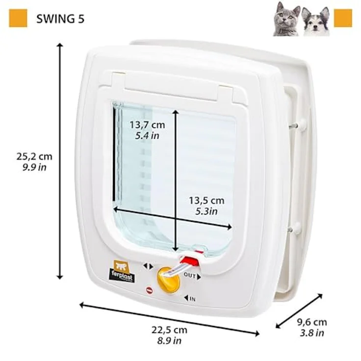 Ferplast SWING 5 Haustierklappe, 4-wege steuerbare Hundeklappe und Katzentür mit Windstopper, braun – Bild 2