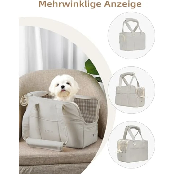 ONECUTE Hundetrage Soft Sided für kleine Hunde, Kaninchen und Katzen, faltbar mit großen Taschen, atmungsaktiv, grau (43 * 19 * 31 cm) – Bild 5
