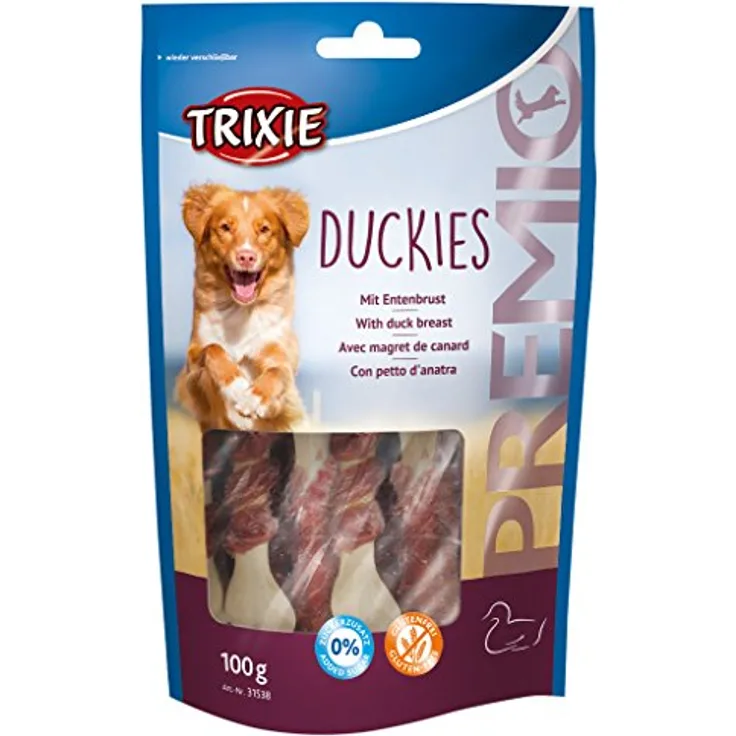 TRIXIE PREMIO Hunde-Duckies 100g - Glutenfreie, getreide- und zuckerfreie Hundeleckerli mit hohem Fleischanteil, ideal für Training und Belohnung