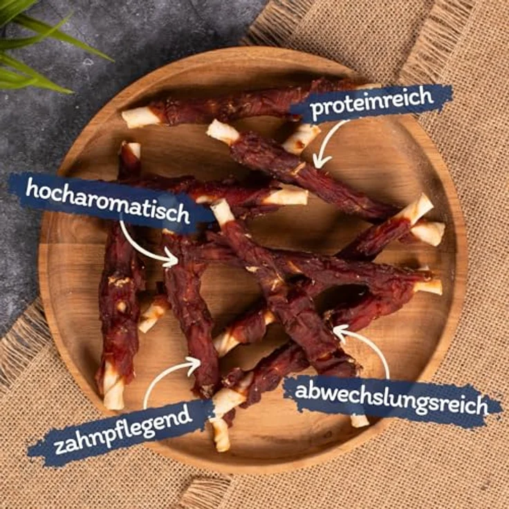 Lyra Pet® Kaurollen mit Entenbruststreifen, 1 kg, proteinreicher zahnreinigender Kausnack für Hunde, fettarm und gut bekömmlich, wiederverschließbar – Bild 2