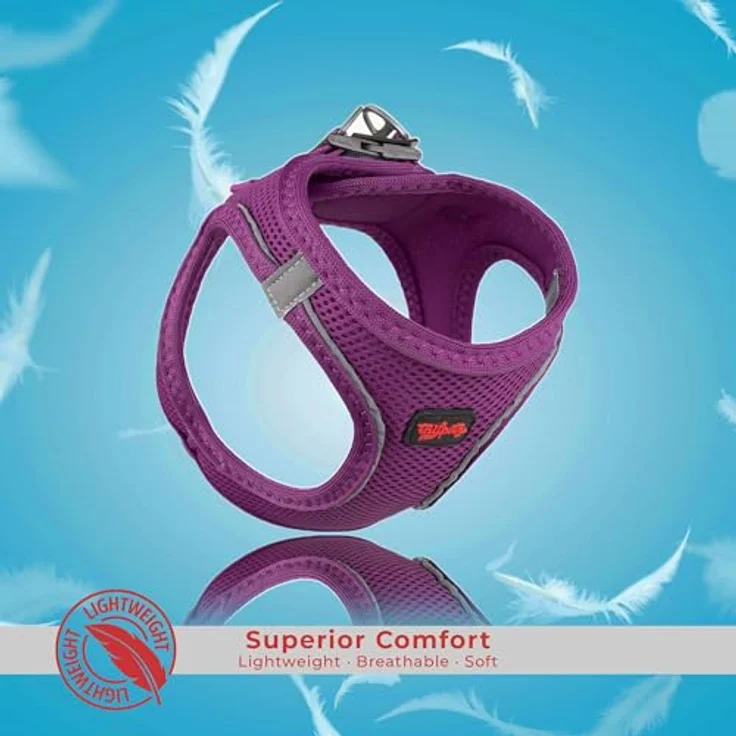 Tailpetz Air-Mesh Brustgeschirr für kleine und mittelgroße Katzen und Hunde – Weich, Atmungsaktiv, Strapazierfähig, Violett, L (Brustumfang 59–63,5 cm) – Bild 5