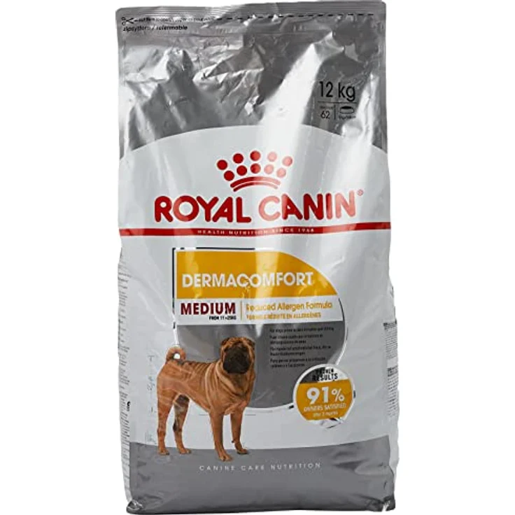 Royal Canin Dermacomfort Medium, Trockenfutter für mittelgroße Hunde mit empfindlicher Haut, 12 kg, mit Omega-3- und -6-Fettsäuren – Bild 1