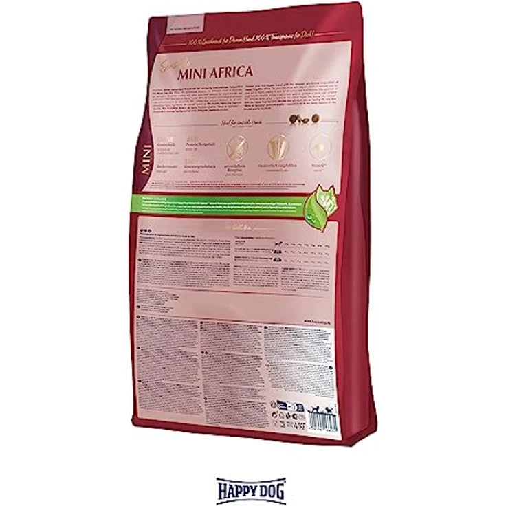 Happy Dog Sensible Mini Africa, getreidefreies Hunde-Trockenfutter mit kleinen, bissoptimierten Kroketten, 800 g – Bild 2