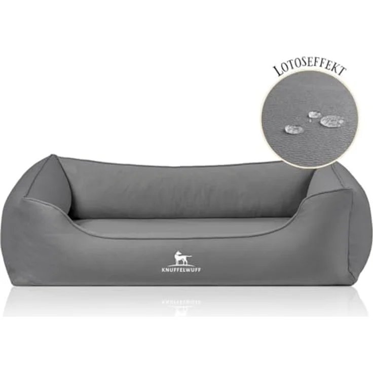 Knuffelwuff orthopädisches Hundebett Oliver, M-L - Dunkelgrau | Memory Foam | Easy Clean Wildlederoptik | wasserabweisend & waschbar | gelenkschonend für kleine bis große Hunde – Bild 2