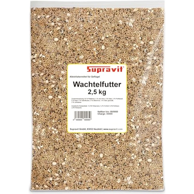Supravit Wachtelfutter 2,5kg, Vollwertige Körnermischung für Wachteln und Hühner, ohne Zusatzstoffe, Hergestellt in Deutschland – Bild 1