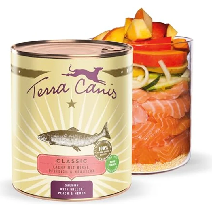 Terra Canis Lachs, Hirse, Pfirsich & Kräuter - Classic Nassfutter, 800g I Premium Hundefutter in 100% Lebensmittelqualität, allergen- & getreidearm, glutenfrei – Bild 1