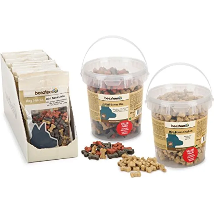 Beeztees K&BZ BZ Mini-Knochen Mix, 500 g XL Beutel für Hunde, vielseitiger Snackmix