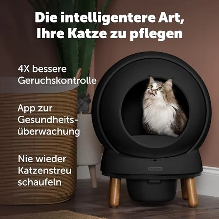 PetSafe ScoopFree SmartSpin, Selbstreinigende Katzentoilette mit App-gesteuerter Gesundheitsüberwachung und moderner Geruchskontrolle, für jede Streu geeignet, bis zu 2 Wochen automatische Reinigung – Bild 2