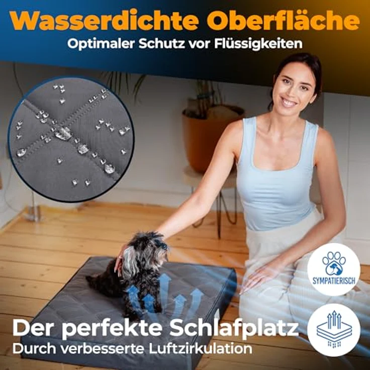 SympaTierisch Orthopädisches Hundebett, wasserdicht und rutschfest, Bezug waschbar, 70x60x8 cm für kleine bis große Hunde – Bild 2