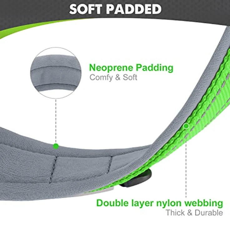 Joytale Hundehalsband, Gepolstertes Neoprenhalsband für Extra Große Hunde, Nylon Reflektierend, Grün – Bild 2