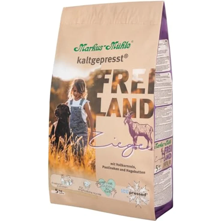 Markus Mühle Freiland - FREILANDzutaten für empfindliche Hunde - 100% kaltgepresstes Premium Hundetrockenfutter mit Ziege, 5kg – Bild 1