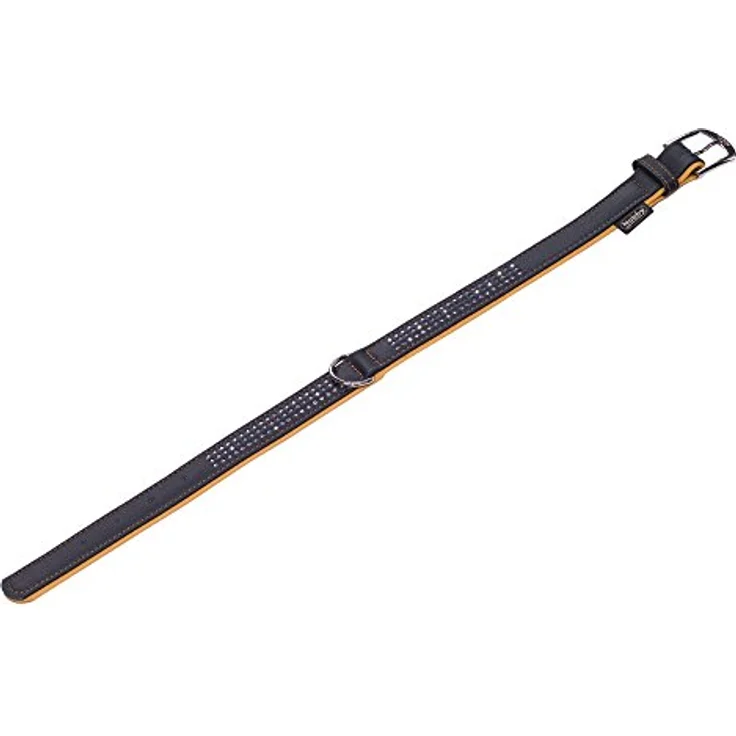 Nobby Hunde-Halsband Pacific Deluxe, dreireihig mit Strass, aus geschmeidigem Rindsleder, orange – Bild 2