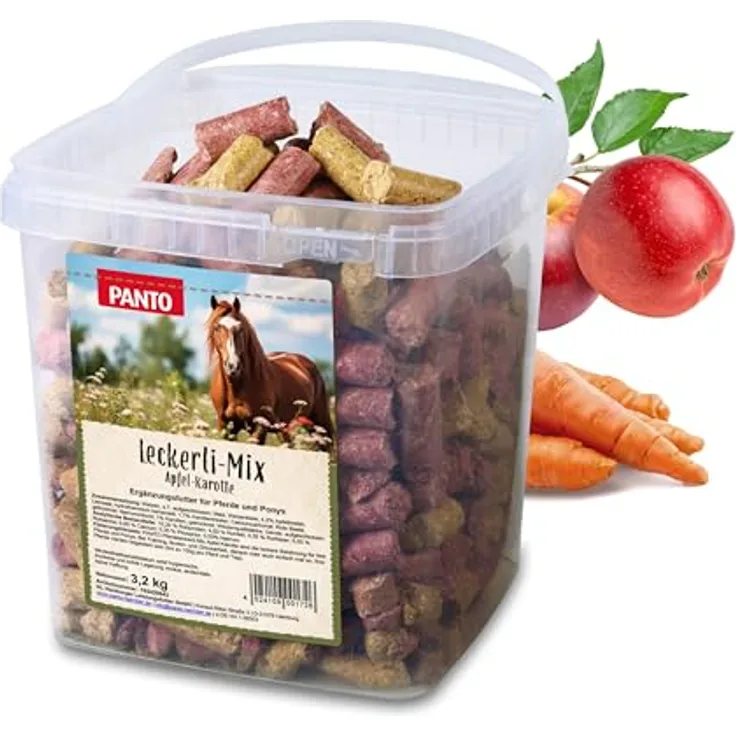 PANTO Leckerli Mix für Pferde Apfel & Karotte, 3,2 kg - Pelletform, schmackhafte Belohnung für Pferde und Ponys, zwei Sorten, Pferdefutter Ergänzung