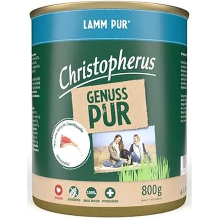 Allco Christopherus Pur Lamm, Hunde-Nassfutter mit 70% Fleisch und Innereien, 6x 800g