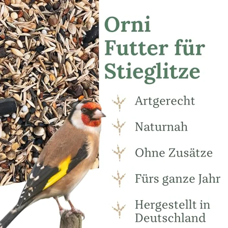 Orni Stieglitz Super Wildvogelfutter 5kg – Premium Saatenmischung mit Glanz, Negersaat & Wildsamen für Stieglitze & Waldvögel, artgerechte Ernährung – Bild 2