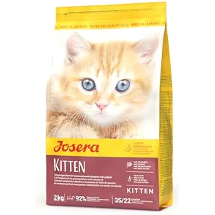 JOSERA Kitten Trockenfutter, 2 kg, glutenfrei, mit Lachs & Geflügel, für heranwachsende Katzen und Katzen-Mütter, leicht verdaulich, made in Germany